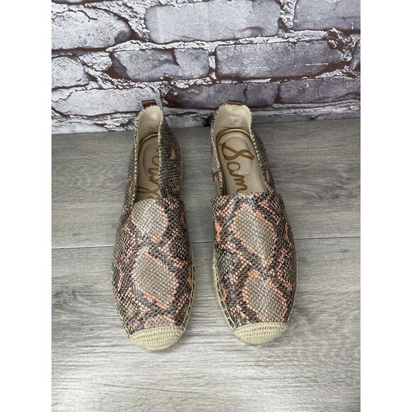 Sam Edelman Chloe Pink Beige Snake Skin Embossed Espadrilles Women’s 10M US/40EU - Picture 12 of 16
